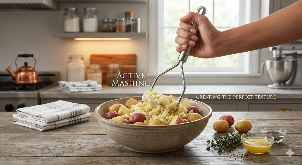 Ergonomic Wavy Potato Masher – Durable Stainless Steel Masher for Vegetables, Pumpkin & Fruit Purees