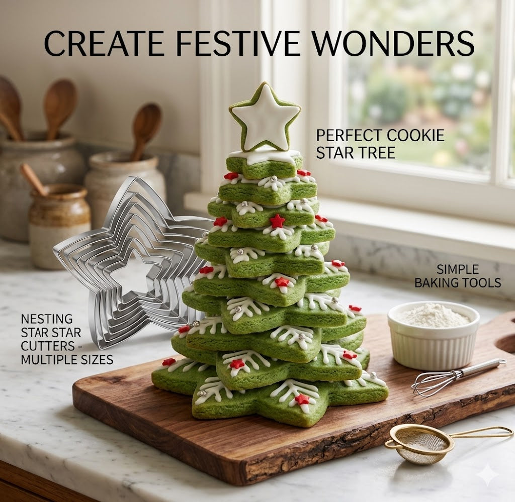 10-Size Star-Shaped Baking Mold Set – Versatile Stainless Steel Cutters for Cookies, Fondant & Party Treats