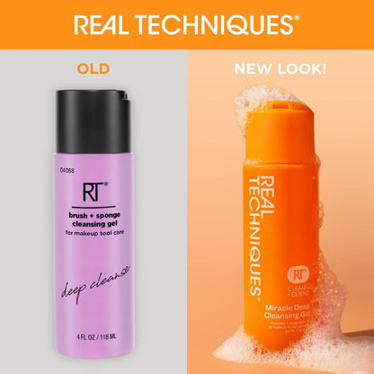 Real Techniques Miracle globinski čistilni gel za čopiče in gobice za ličenje, šampon za čiščenje pripomočkov za ličenje, veganski izdelek brez testiranja na živalih, 118 ml