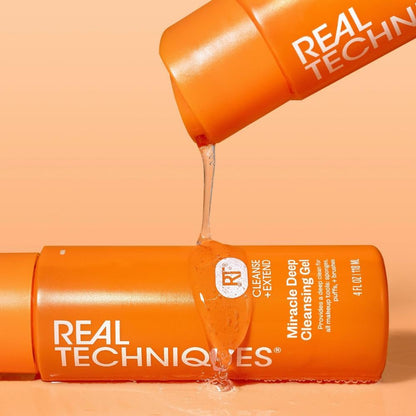 Real Techniques Miracle globinski čistilni gel za čopiče in gobice za ličenje, šampon za čiščenje pripomočkov za ličenje, veganski izdelek brez testiranja na živalih, 118 ml