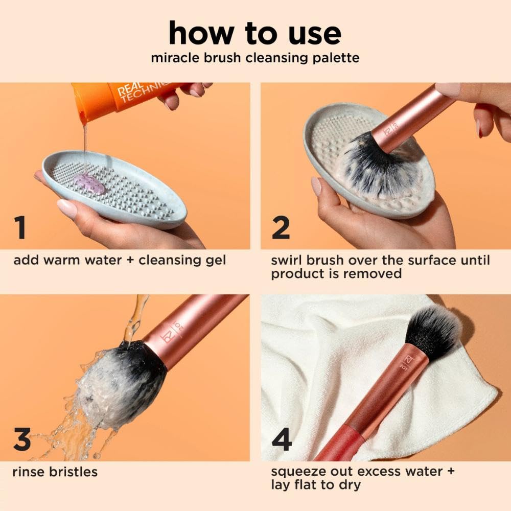 Real Techniques Miracle globinski čistilni gel za čopiče in gobice za ličenje, šampon za čiščenje pripomočkov za ličenje, veganski izdelek brez testiranja na živalih, 118 ml