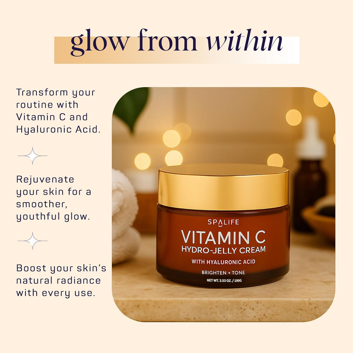 SpaLife Beauty Vitamin C Hydro - Jelly vlažilna obrazna krema s hialuronsko kislino