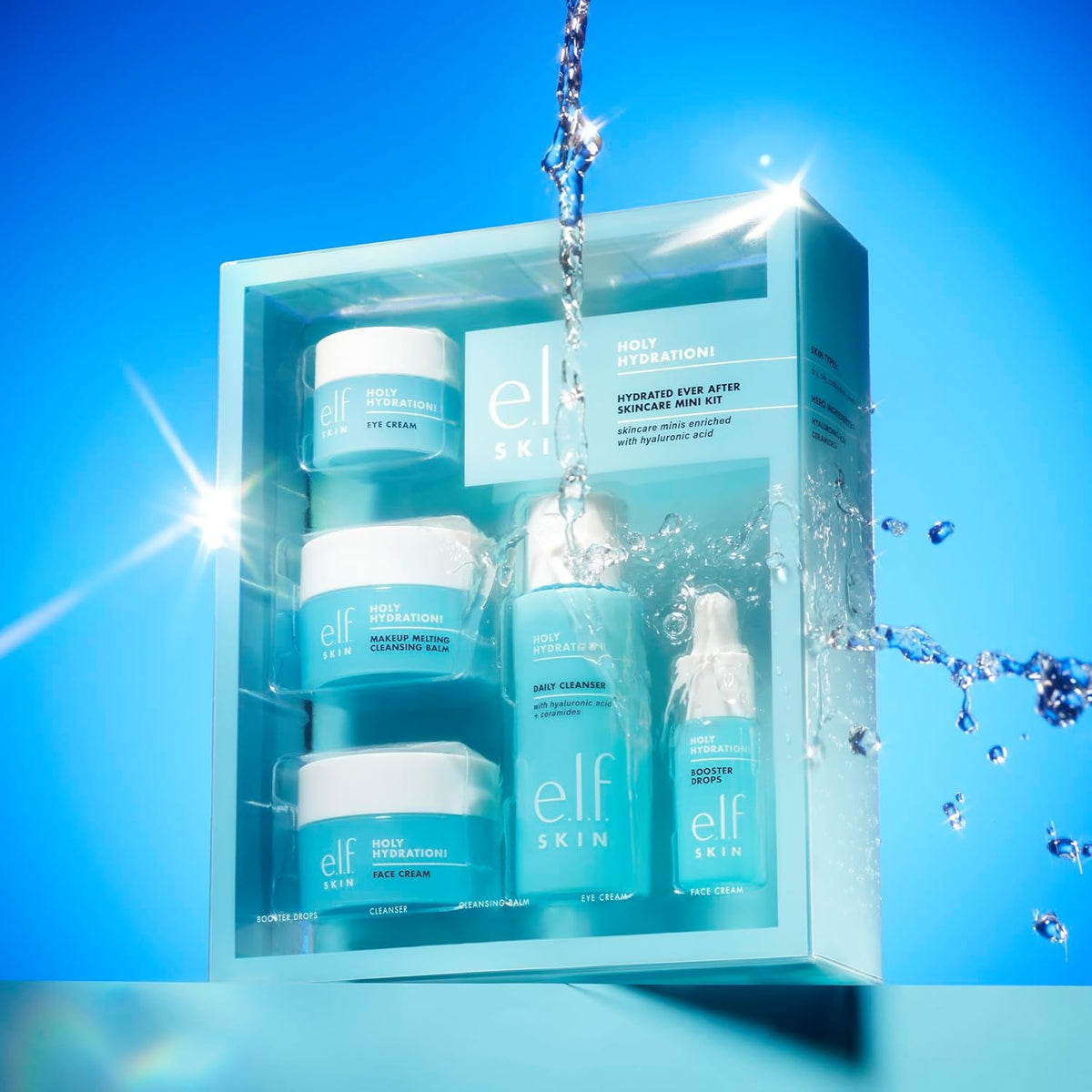 SKIN Holy Hydration! Hydrated Ever After mini komplet za nego kože – čistilni gel, odstranjevalec ličil in vlažilna krema