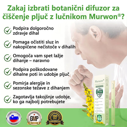 Vrhunski slovenski izdelek z domačo dostavo 🥇 Murwon® zeliščni parni inhalator za čiščenje pljuč 🍑 (👨‍⚕️ Učinkovita pomoč pri kašlju, vnetju grla, težkem dihanju, nastajanju sluzi, zamašenem nosu, bronhitisu, alergijskih simptomih in težavah s pljuči) ❤️