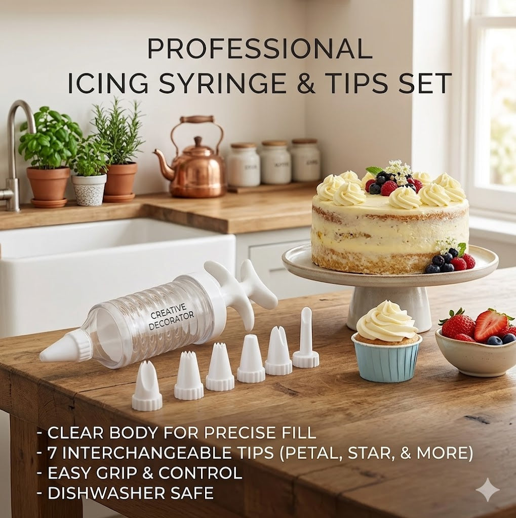 DIY Cake Decorating Tool Kit – 8-Piece Cream Squeezer with Nozzles for Easy Icing, Piping & Dessert Art