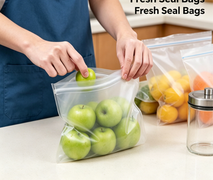 Durable Silicone Food Storage Bags Set – Eco-Friendly Self-Sealing Containers for Kitchen Organization & Fridge Storage