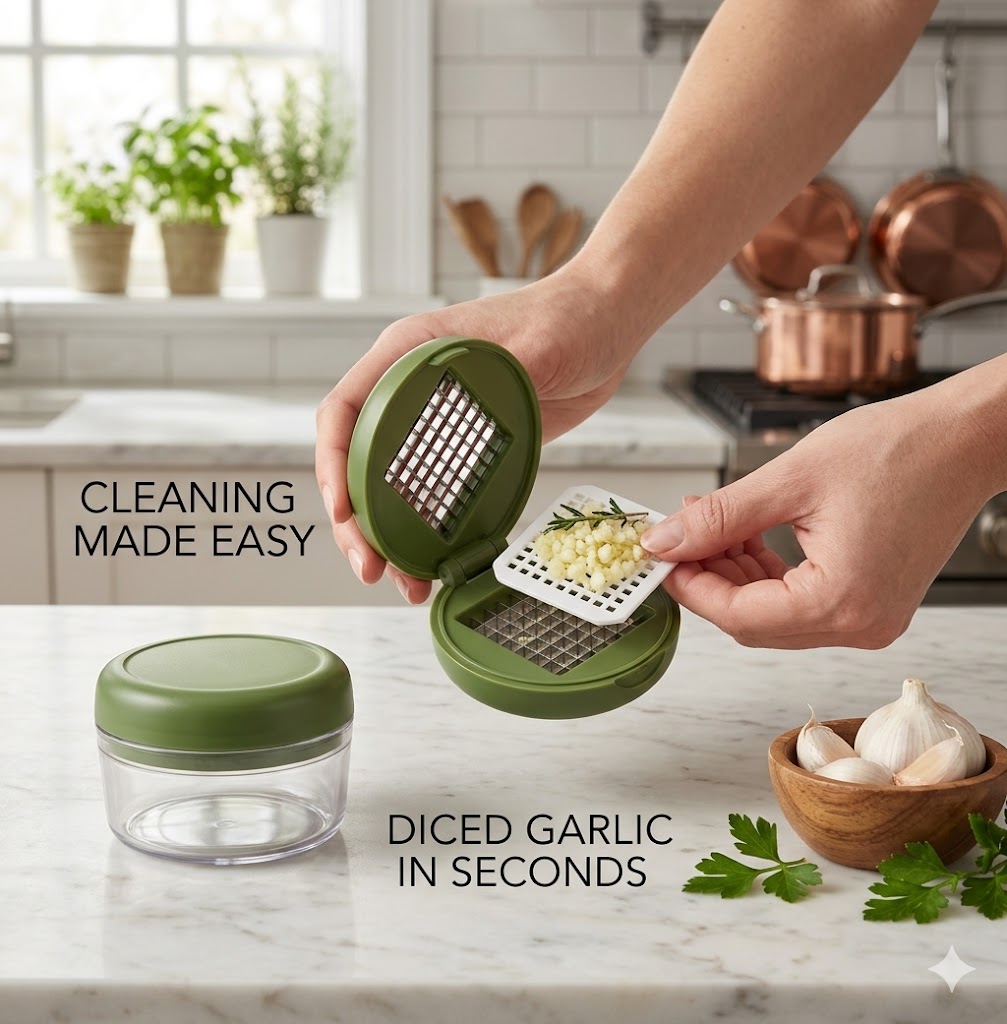 Mini Manual Garlic Press & Crusher – Portable Handheld Garlic Grinder for Quick Kitchen Prep