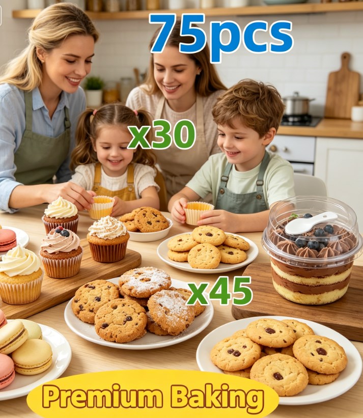 Reusable Round Pudding Cups with Spoons – 52/102 Piece Durable PET Dessert Cups for Mousse, Yogurt & Party Treats